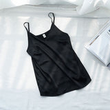 Spaghetti Strap V Neck Tank Tops Women Sleeveless Satin Silky Camisole  S-4XL plus size  M30305