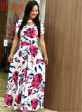 Elegant Spring Autumn Women Dress 2019 Casual Bohmia Flower Print Maxi Dresses Fashion Hollow Out Tunic Vestidos Dress Plus Size