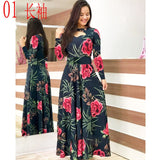 Elegant Spring Autumn Women Dress 2019 Casual Bohmia Flower Print Maxi Dresses Fashion Hollow Out Tunic Vestidos Dress Plus Size