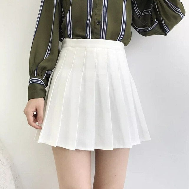 XS-3XL Women Skirt Preppy Style High Waist Chic Stitching Skirts Summer Student Pleated Skirt Women Cute Sweet Girls Dance Skirt