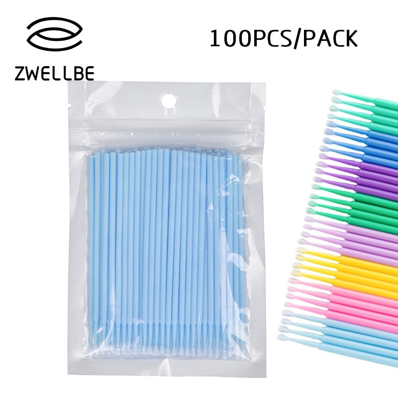 100Pcs/bag Disposable MicroBrush Eyelashes Extension Individual Lash Removing Swab Micro Brush For Eyelash Extension Tools