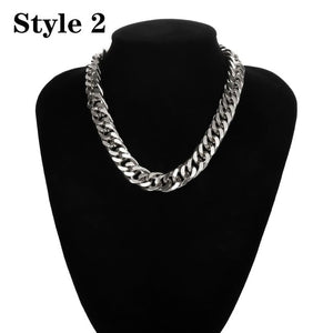 Punk Miami Cuban Choker Necklace Collar Statement Hip Hop Big Chunky Aluminum Gold Color Thick Chain Necklace Women Jewelry