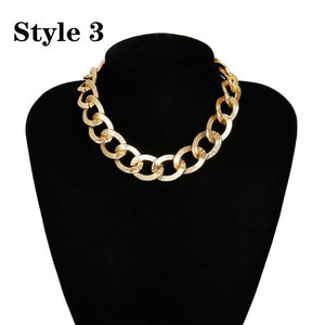 Punk Miami Cuban Choker Necklace Collar Statement Hip Hop Big Chunky Aluminum Gold Color Thick Chain Necklace Women Jewelry