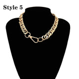 Punk Miami Cuban Choker Necklace Collar Statement Hip Hop Big Chunky Aluminum Gold Color Thick Chain Necklace Women Jewelry