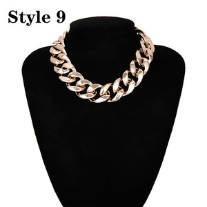 Punk Miami Cuban Choker Necklace Collar Statement Hip Hop Big Chunky Aluminum Gold Color Thick Chain Necklace Women Jewelry