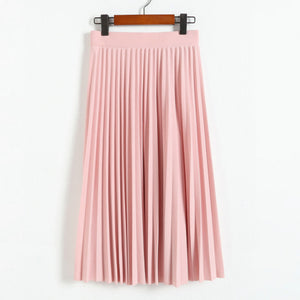 Spring and Autumn New Fashion Women's High Waist Pleated Solid Color Half Length Elastic Skirt Promotions Lady Black Pink