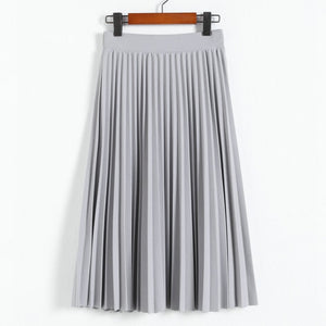 Spring and Autumn New Fashion Women's High Waist Pleated Solid Color Half Length Elastic Skirt Promotions Lady Black Pink