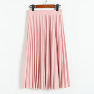 Spring and Autumn New Fashion Women's High Waist Pleated Solid Color Half Length Elastic Skirt Promotions Lady Black Pink