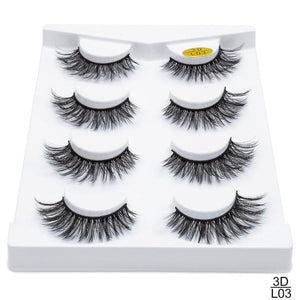 SEXYSHEEP 4/8 pairs 3D Mink Lashes Natural False Eyelashes Dramatic Volume Fake Lashes Makeup Eyelash Extension Silk Eyelashes