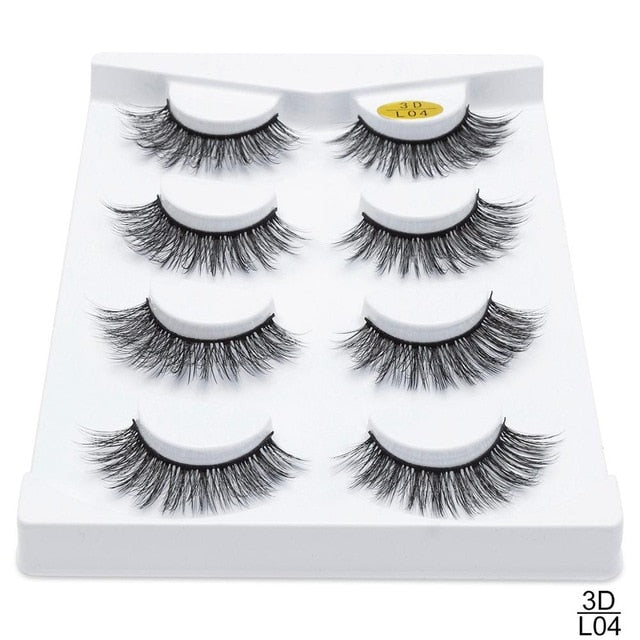 SEXYSHEEP 4/8 pairs 3D Mink Lashes Natural False Eyelashes Dramatic Volume Fake Lashes Makeup Eyelash Extension Silk Eyelashes