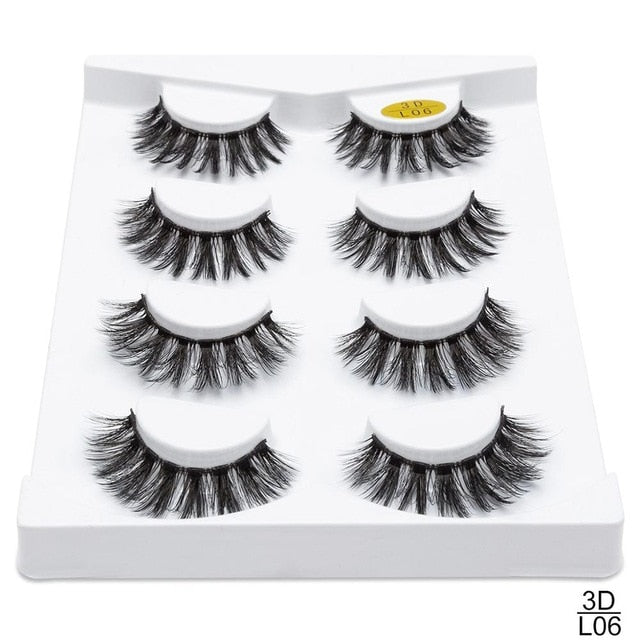 SEXYSHEEP 4/8 pairs 3D Mink Lashes Natural False Eyelashes Dramatic Volume Fake Lashes Makeup Eyelash Extension Silk Eyelashes