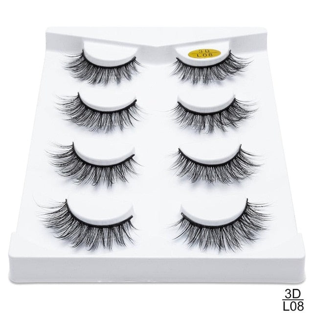 SEXYSHEEP 4/8 pairs 3D Mink Lashes Natural False Eyelashes Dramatic Volume Fake Lashes Makeup Eyelash Extension Silk Eyelashes