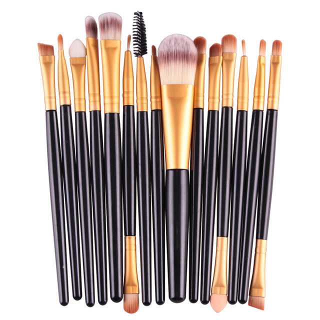 MAANGE Pro 15Pcs Makeup Brushes Set Eye Shadow Foundation Powder Eyeliner Eyelash Lip Make Up Brush Cosmetic Beauty Tool Kit Hot