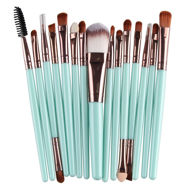 MAANGE Pro 15Pcs Makeup Brushes Set Eye Shadow Foundation Powder Eyeliner Eyelash Lip Make Up Brush Cosmetic Beauty Tool Kit Hot