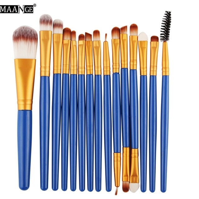 MAANGE Pro 15Pcs Makeup Brushes Set Eye Shadow Foundation Powder Eyeliner Eyelash Lip Make Up Brush Cosmetic Beauty Tool Kit Hot