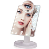 22 LED Lights Touch Screen Makeup Mirror 1X 10X Magnifying Mirrors Vanity 16 Lights Bright Adjustable USB Or Batteries Use