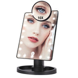 22 LED Lights Touch Screen Makeup Mirror 1X 10X Magnifying Mirrors Vanity 16 Lights Bright Adjustable USB Or Batteries Use