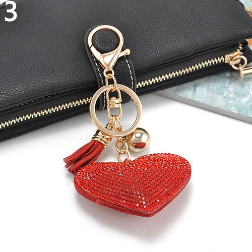 Cute Style Rhinestone Key Chain Heart Shape Pendant Handbag Keychain Bag Keyring Best Chirstmas Birthday For Women Girls