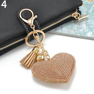 Cute Style Rhinestone Key Chain Heart Shape Pendant Handbag Keychain Bag Keyring Best Chirstmas Birthday For Women Girls