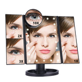 LED Touch Screen 22 Light Makeup Mirror Table Desktop Makeup 1X/2X/3X/10X Magnifying Mirrors Vanity 3 Folding Adjustable Mirror