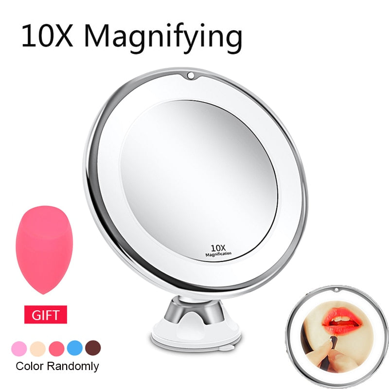 LED Makeup Mirror Light Vanity Mirrors Magnifying Miroir Grossissant 10x  Makeup Mirrors Flexible Mirrors Shaving Mirrors Lights