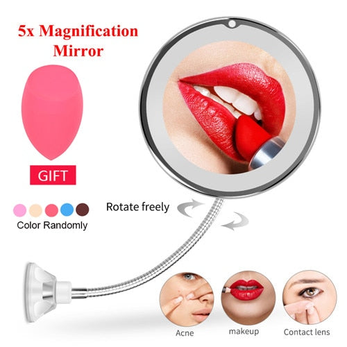 LED Makeup Mirror Light Vanity Mirrors Magnifying Miroir Grossissant 10x  Makeup Mirrors Flexible Mirrors Shaving Mirrors Lights