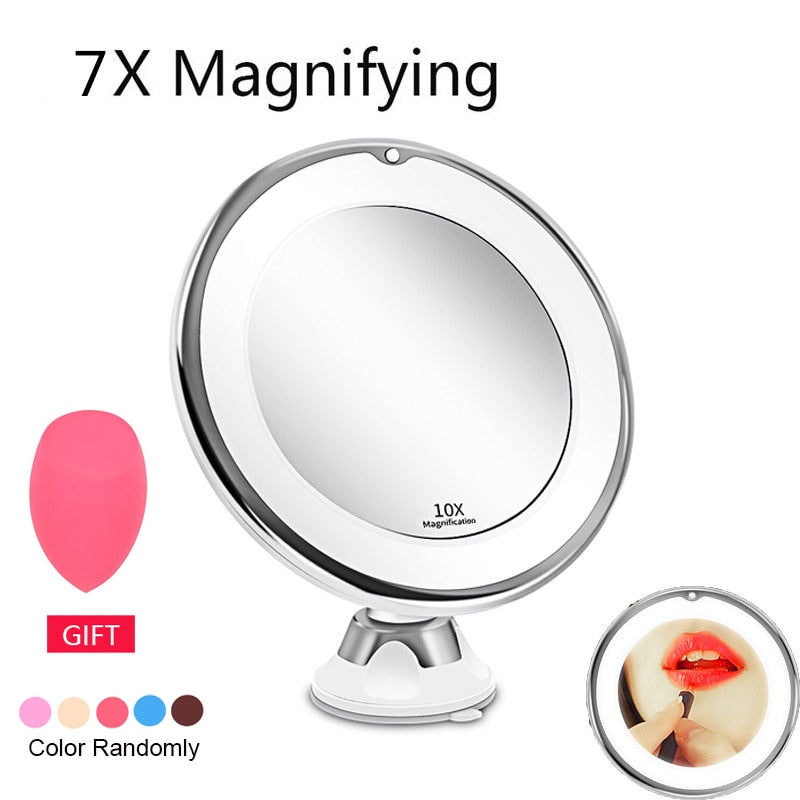 LED Makeup Mirror Light Vanity Mirrors Magnifying Miroir Grossissant 10x  Makeup Mirrors Flexible Mirrors Shaving Mirrors Lights