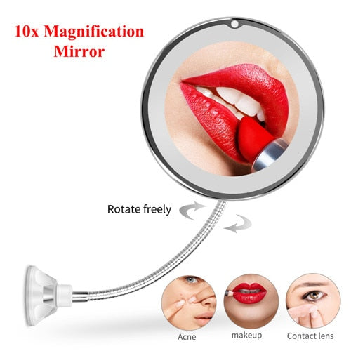 LED Makeup Mirror Light Vanity Mirrors Magnifying Miroir Grossissant 10x  Makeup Mirrors Flexible Mirrors Shaving Mirrors Lights